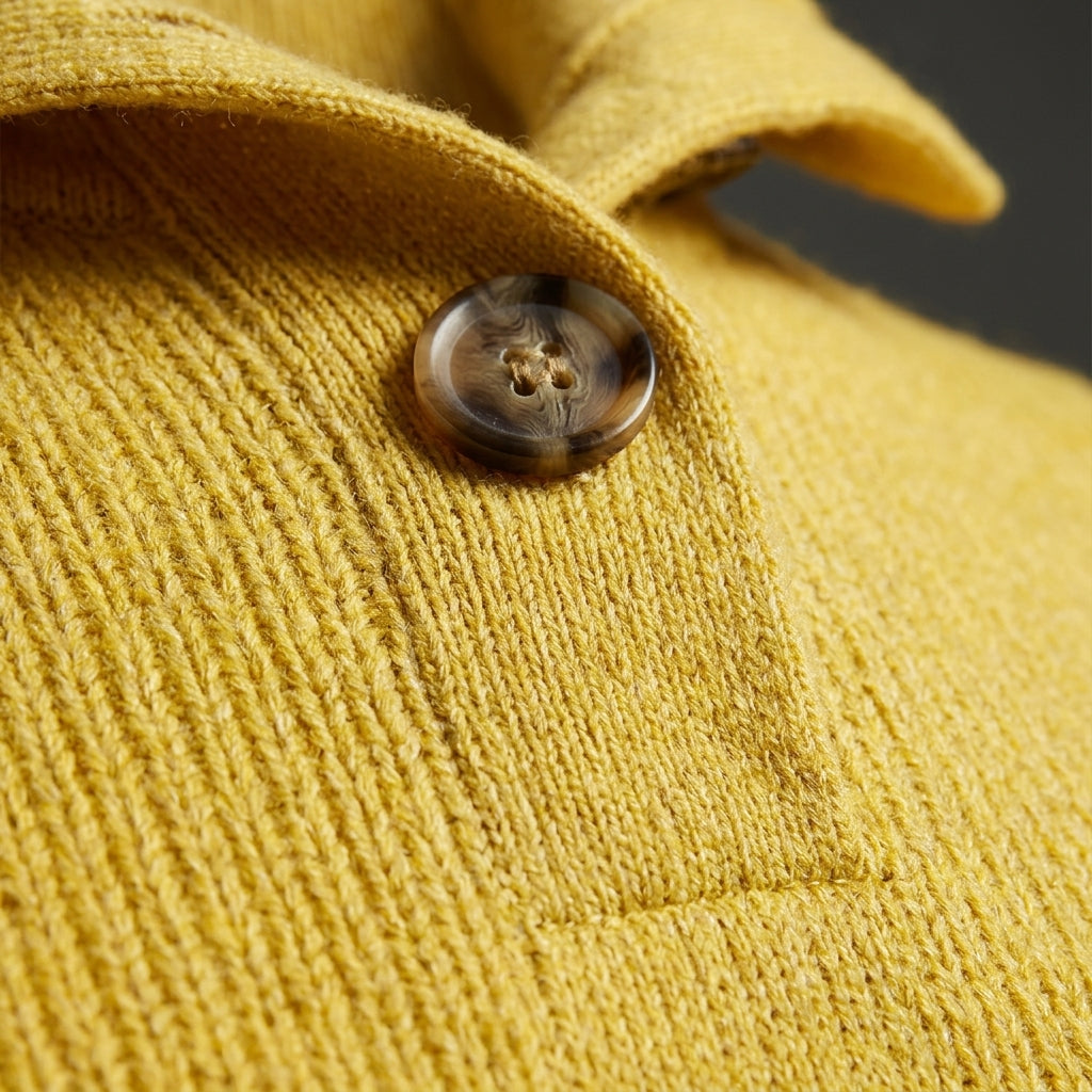 Ribbed knit long sleeve sweater dress with button collar and side slits - view 7