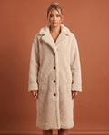 Wanda | Longline Button Front Teddy Coat - front view