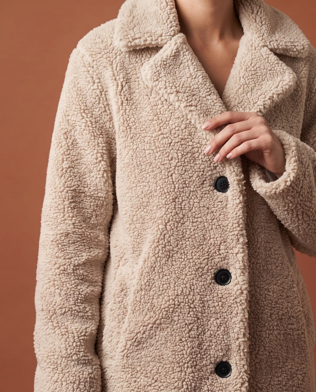 Wanda | Longline Button Front Teddy Coat - view 3