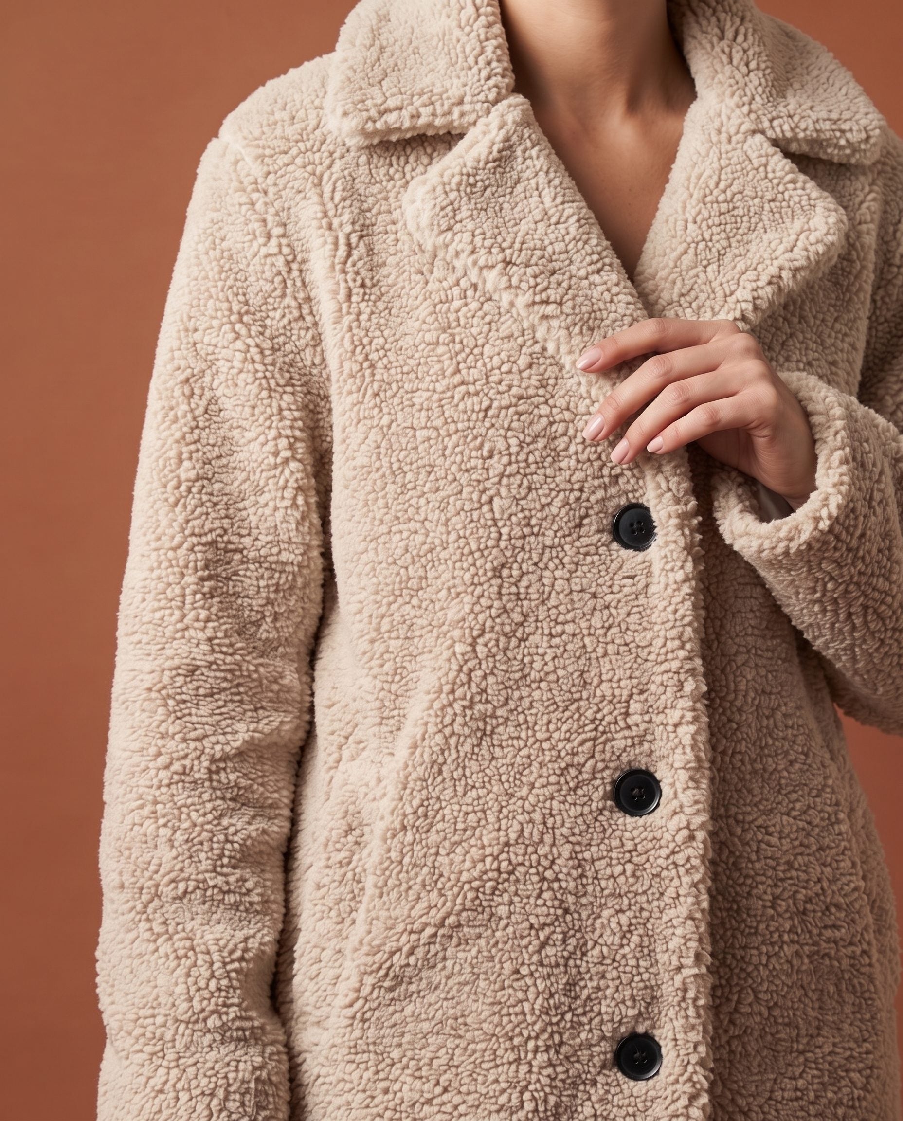 Wanda | Longline Button Front Teddy Coat - view 3