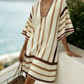 Collins | Striped Print V-Neck Boho Dress