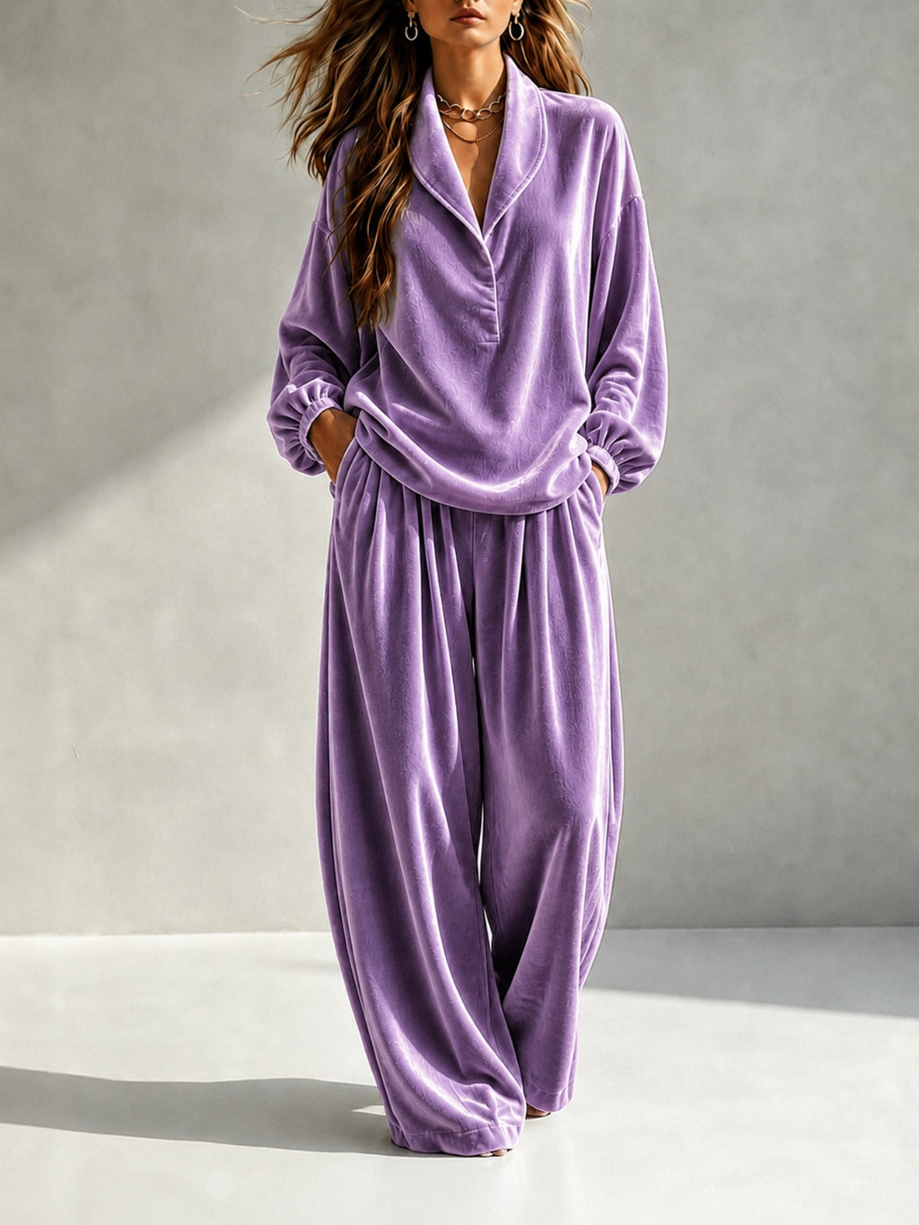 Hadley | Velvet Lapel Top and Trousers Set