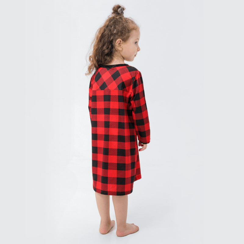 Matching red and black buffalo plaid family Christmas pajamas - view 10