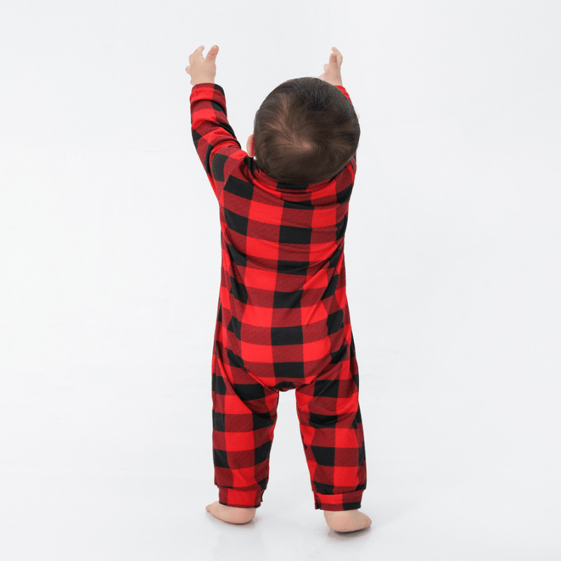 Matching red and black buffalo plaid family Christmas pajamas - view 14