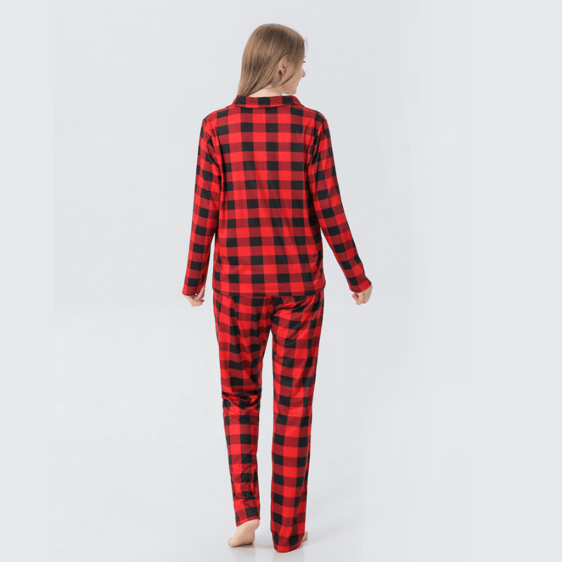 Matching red and black buffalo plaid family Christmas pajamas - view 6