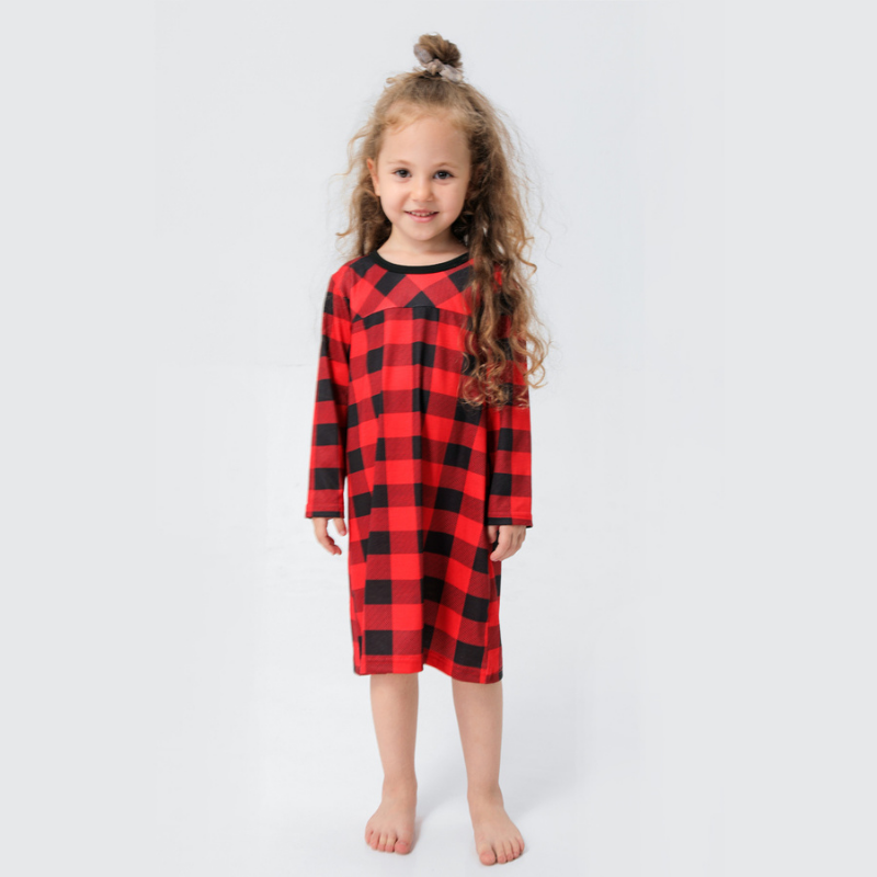 Matching red and black buffalo plaid family Christmas pajamas - view 9