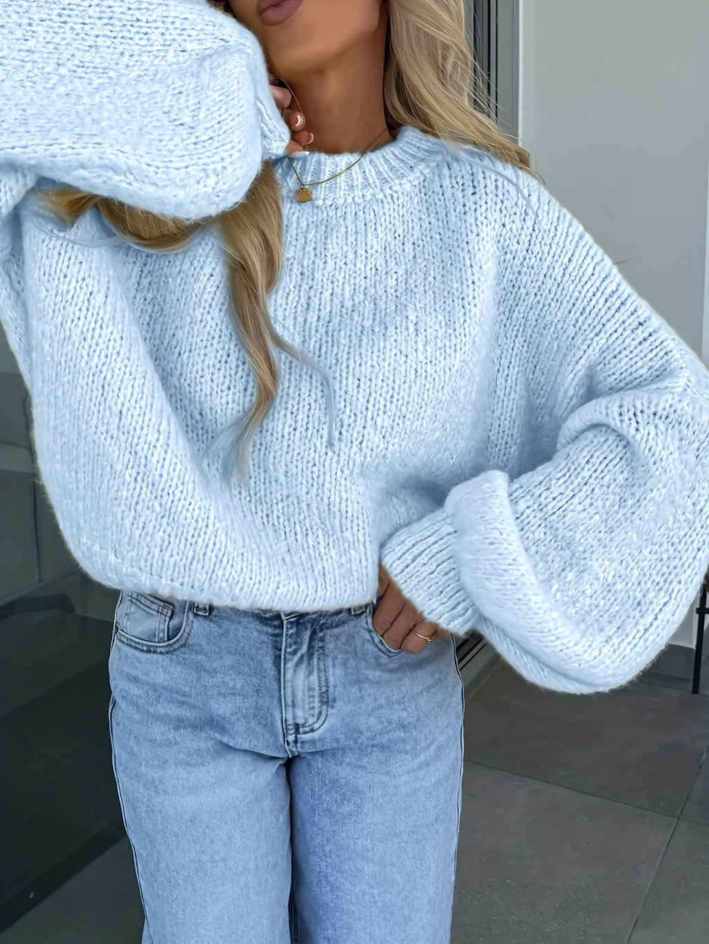 Yara | Rib Knit Crew Neck Pullover Sweater - view 5
