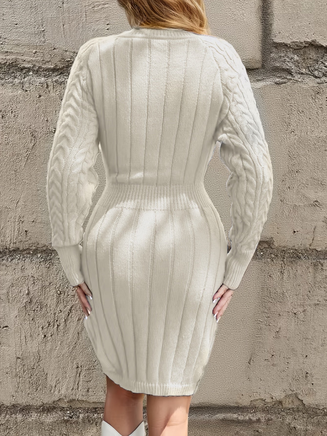 Tamsin | Herringbone Cable Crew Neck Sweater - view 2