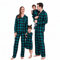 Teal and black buffalo check matching family Christmas pajamas