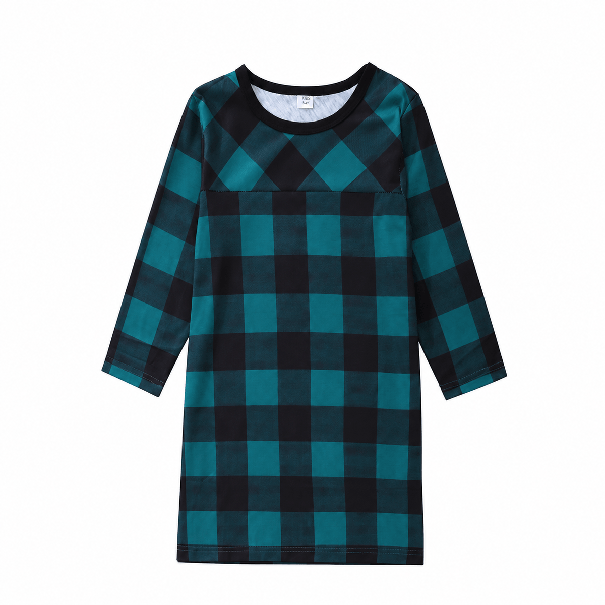 Teal and black buffalo check matching family Christmas pajamas - view 3