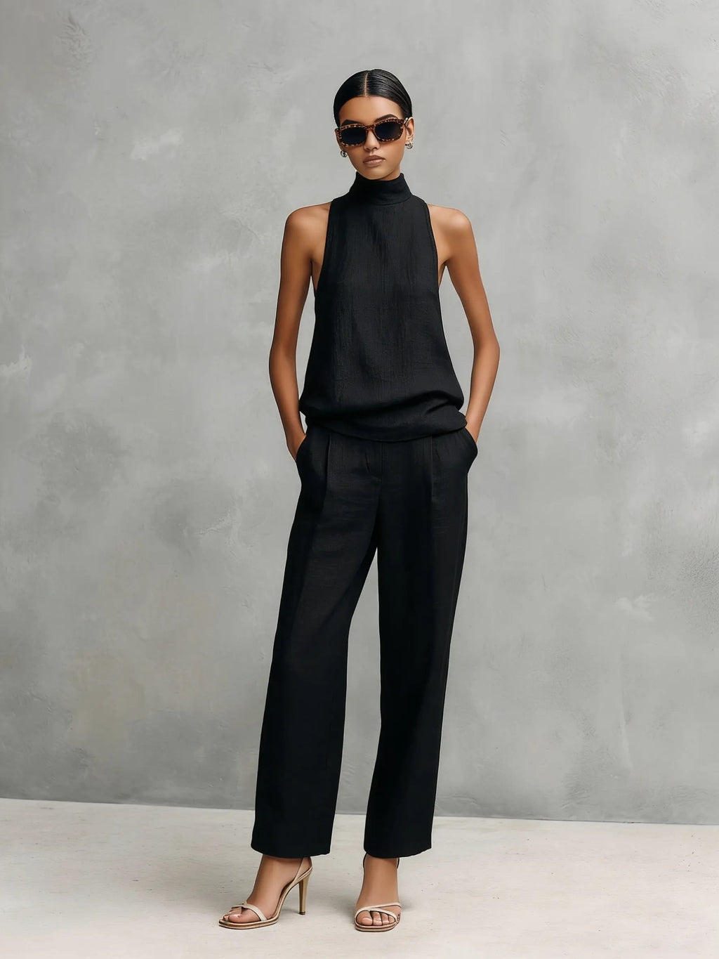 Tessa Women's Linen Top & Trousers Set