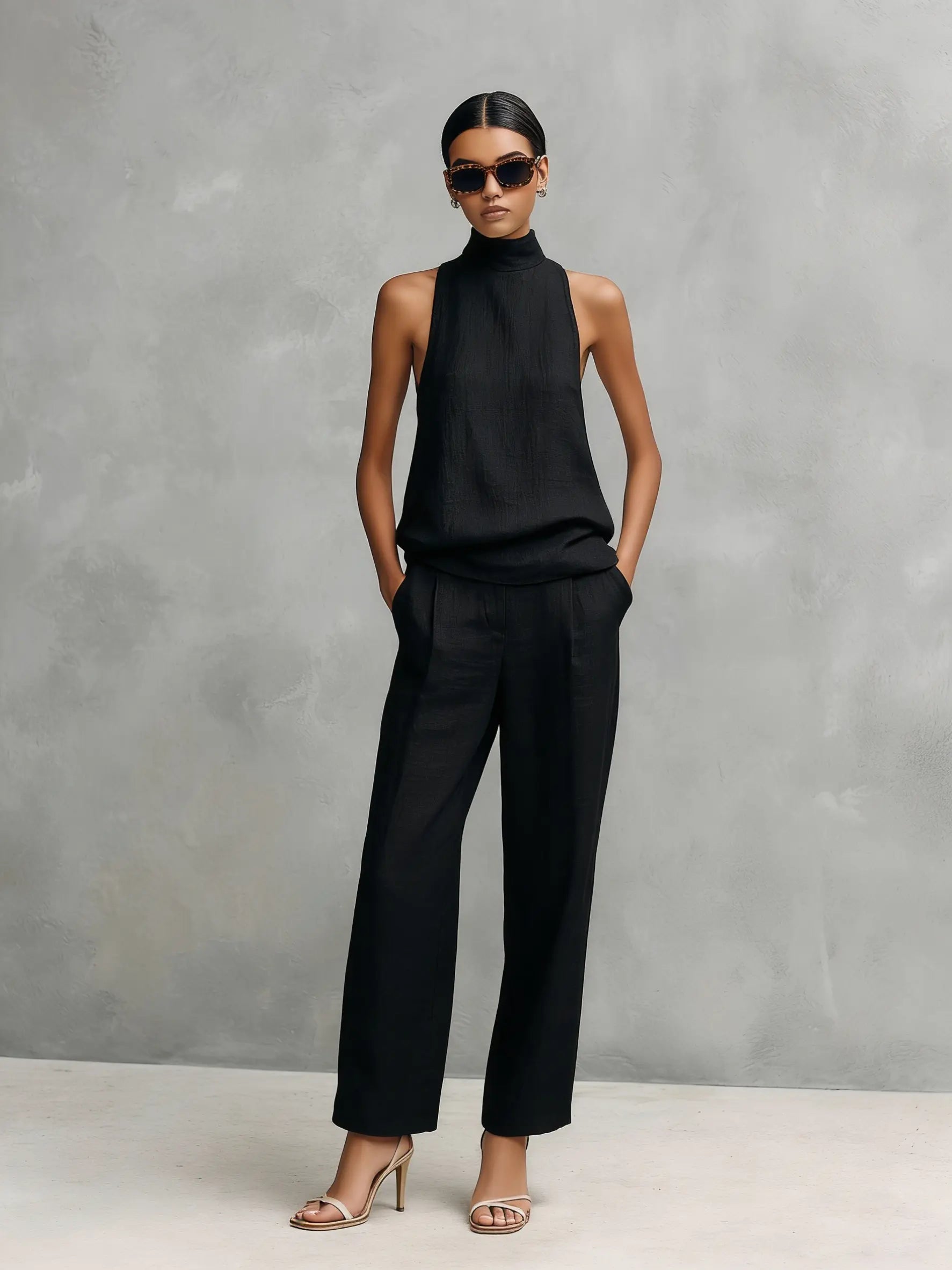 Tessa Women's Linen Top & Trousers Set