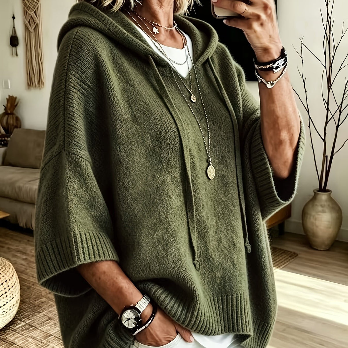 Rue | Drop Shoulder Drawstring Hoodie - view 14