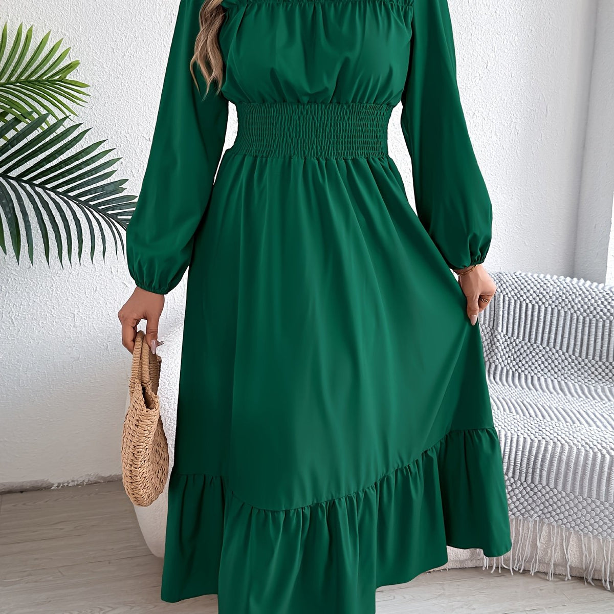 Kinsley | Waist-Gathered Ruffle Hem Maxi Dress