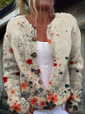 Camellia Wildflower Print Open-Front Cardigan - front view