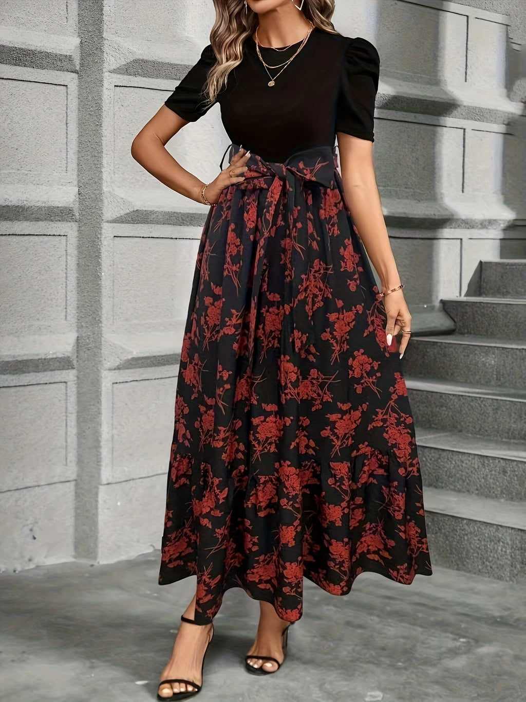 Emery | Long Sleeve A-Line Midi Dress
