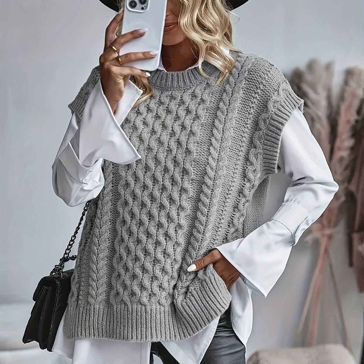 Imogen | Cable Knit Sleeveless Vest - view 16