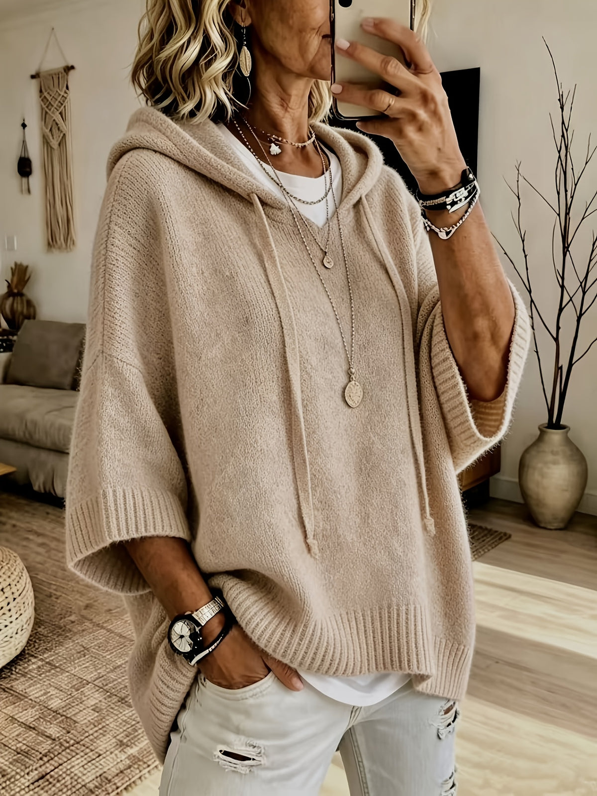 Rue | Drop Shoulder Drawstring Hoodie - view 2
