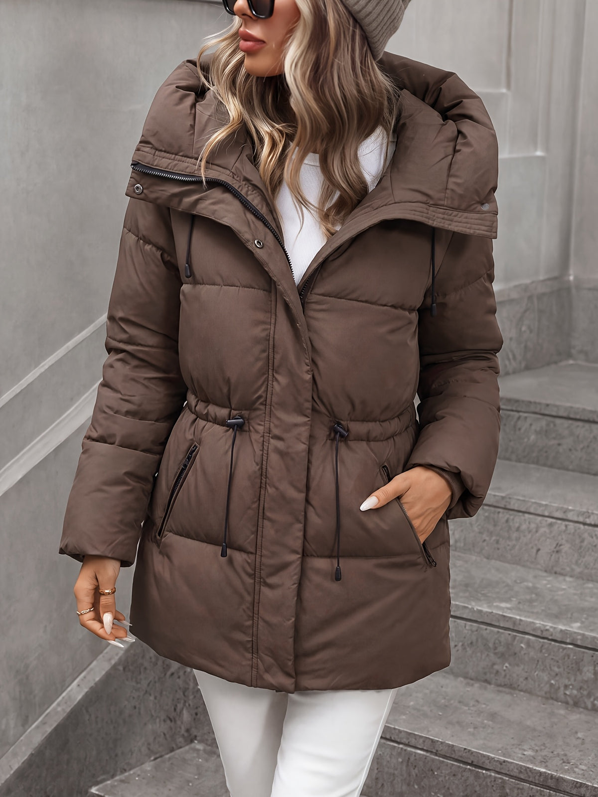 Yvette | Mid Length Hooded Padded Coat - view 4
