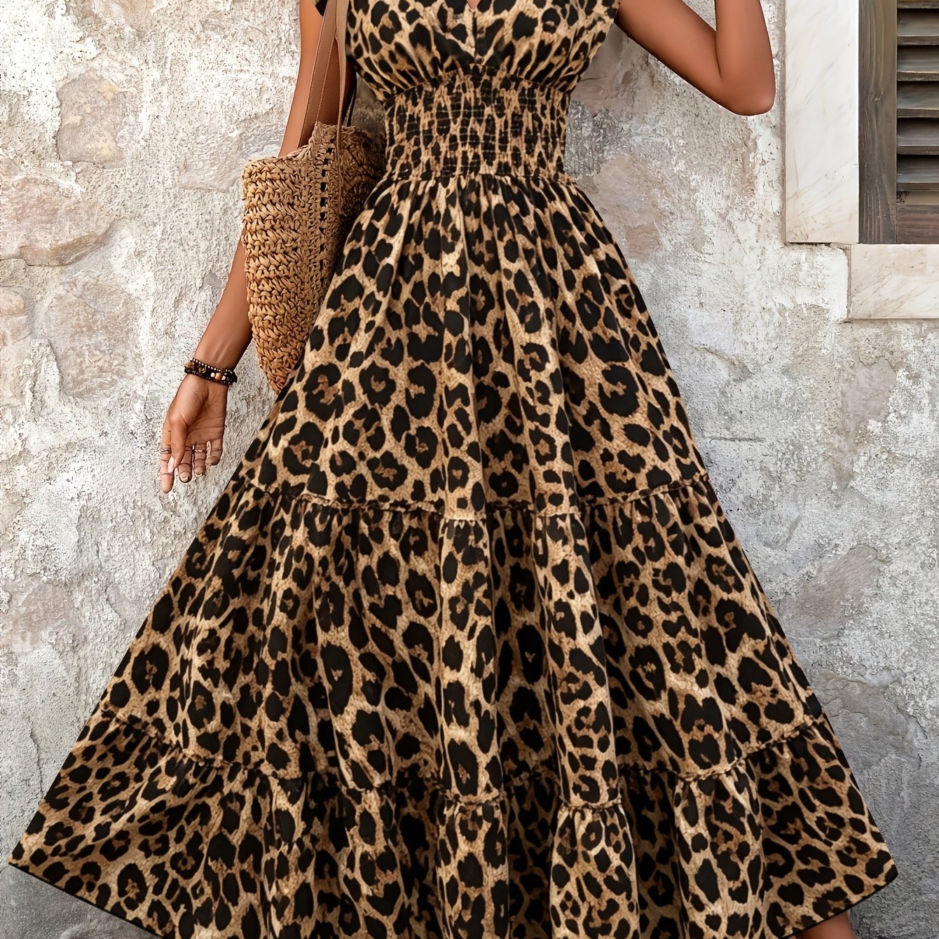 Sutton | Leopard Print V-Neck Maxi Dress