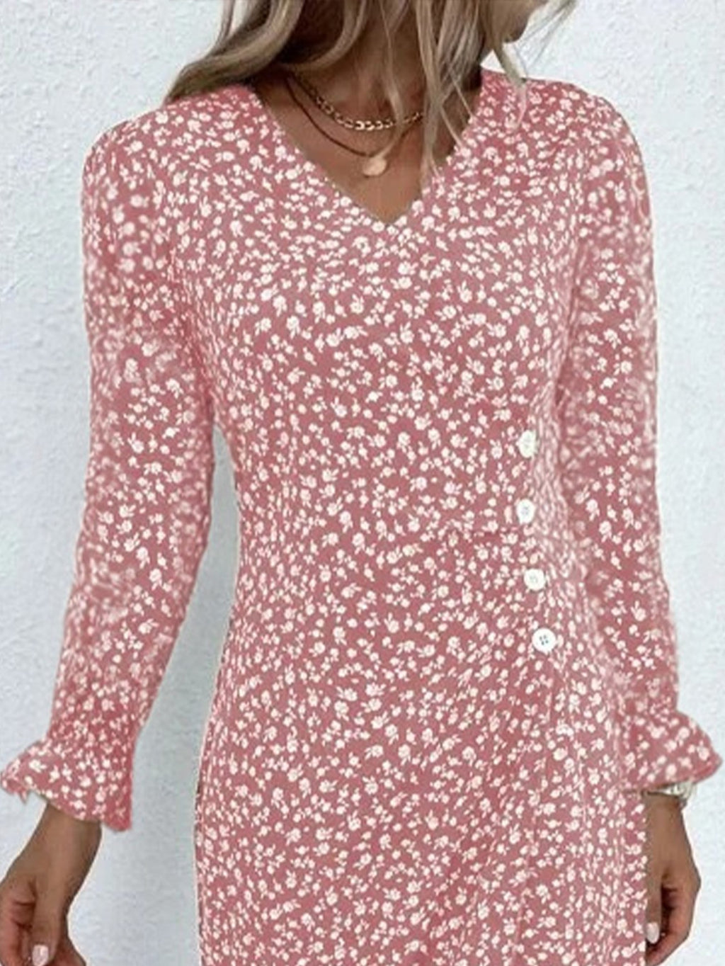 Finley | V-Neck Button-Front High-Low Maxi Dress