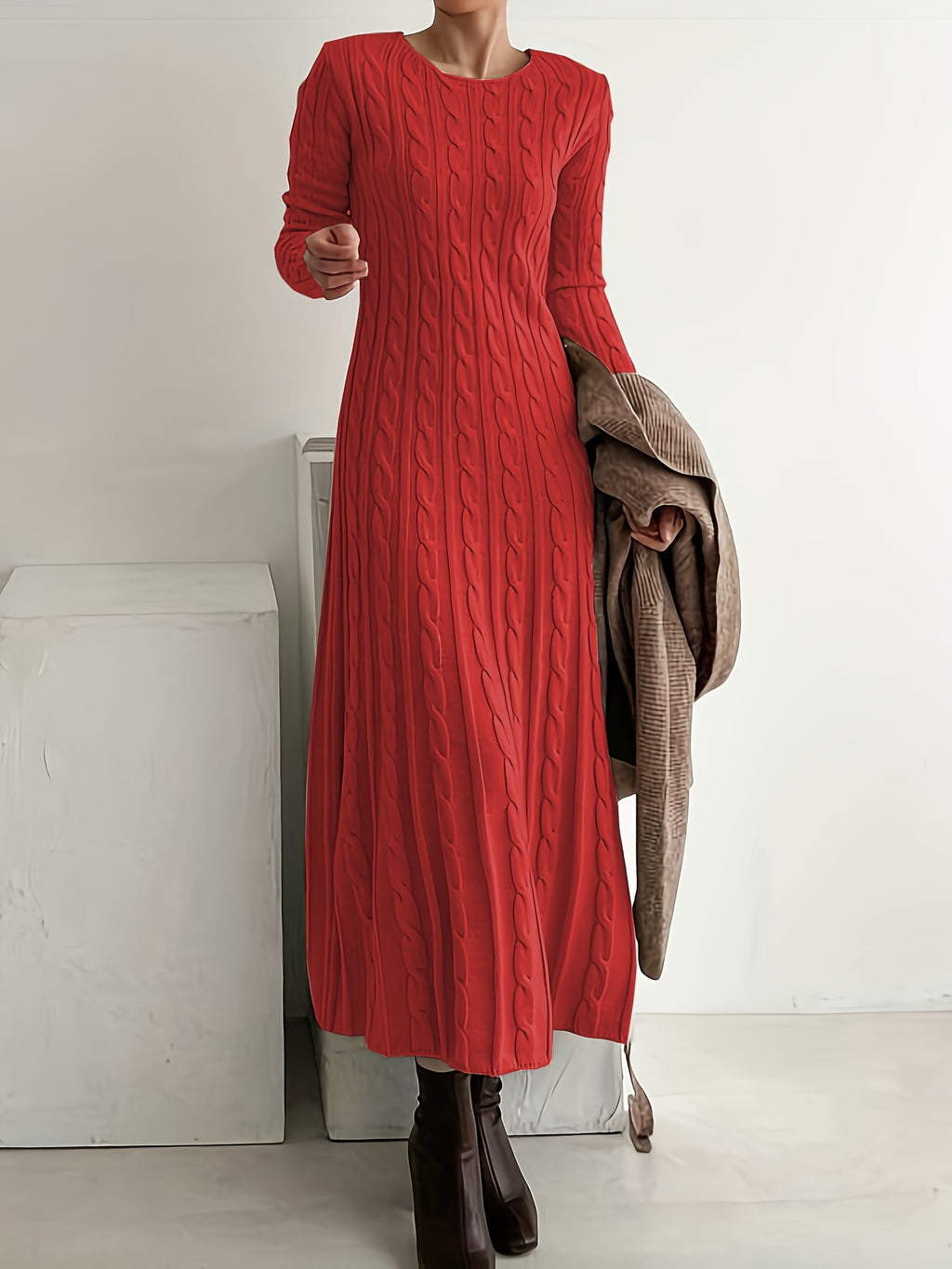 Rosalind | Long Knit Sweater Dress - view 2