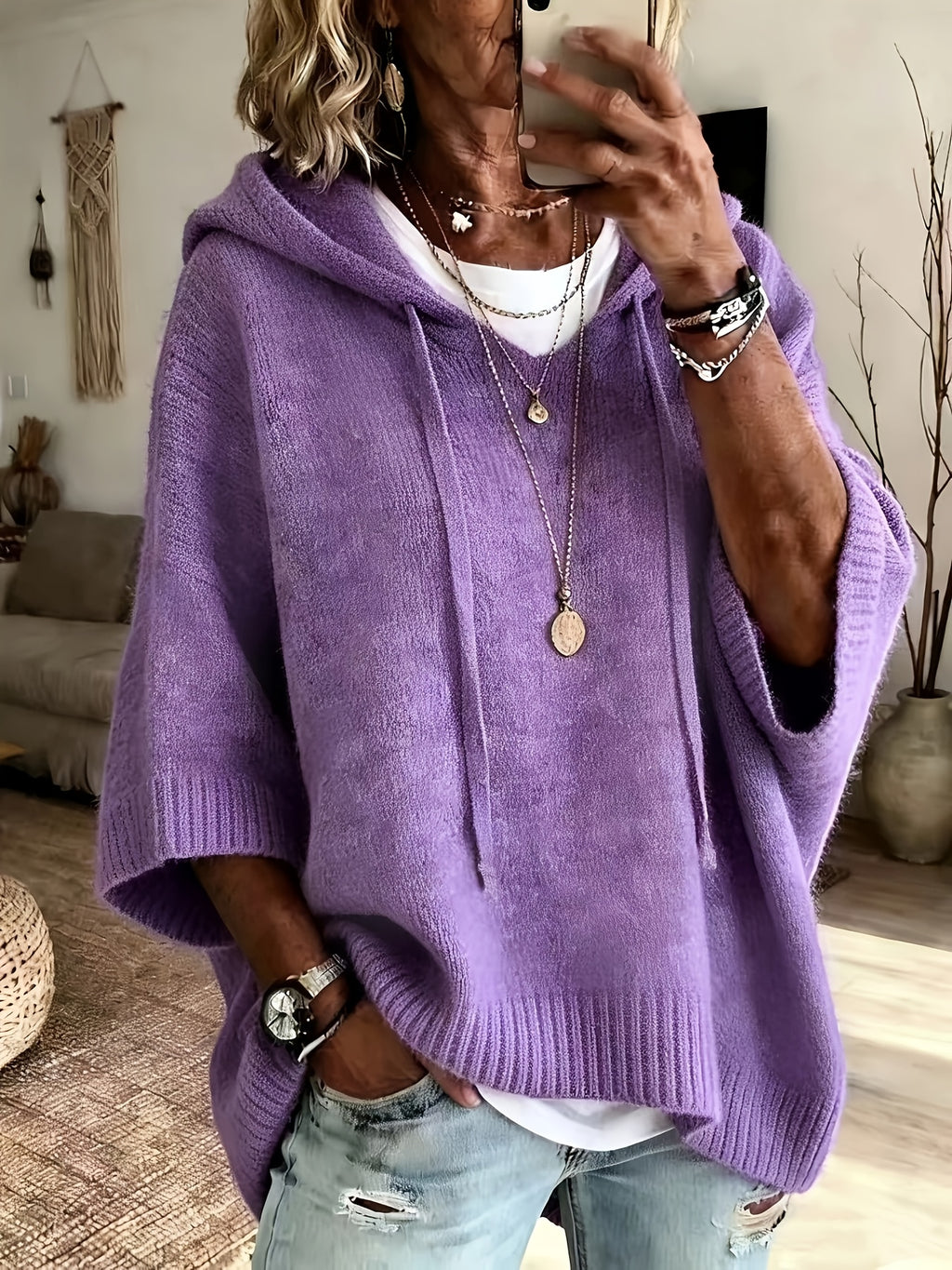 Rue | Drop Shoulder Drawstring Hoodie - view 9