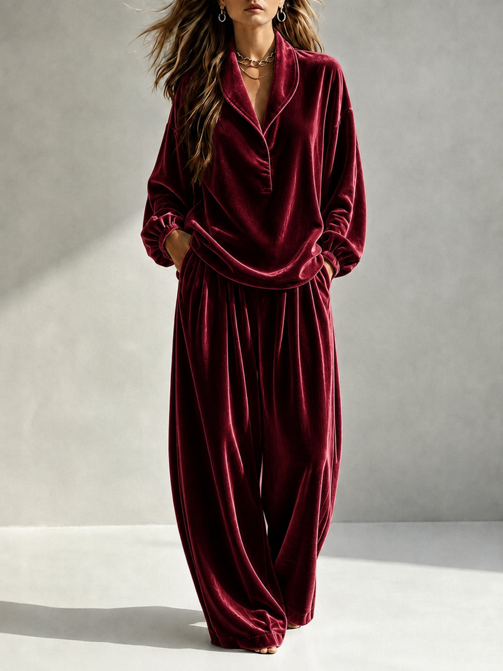 Hadley | Velvet Lapel Top and Trousers Set