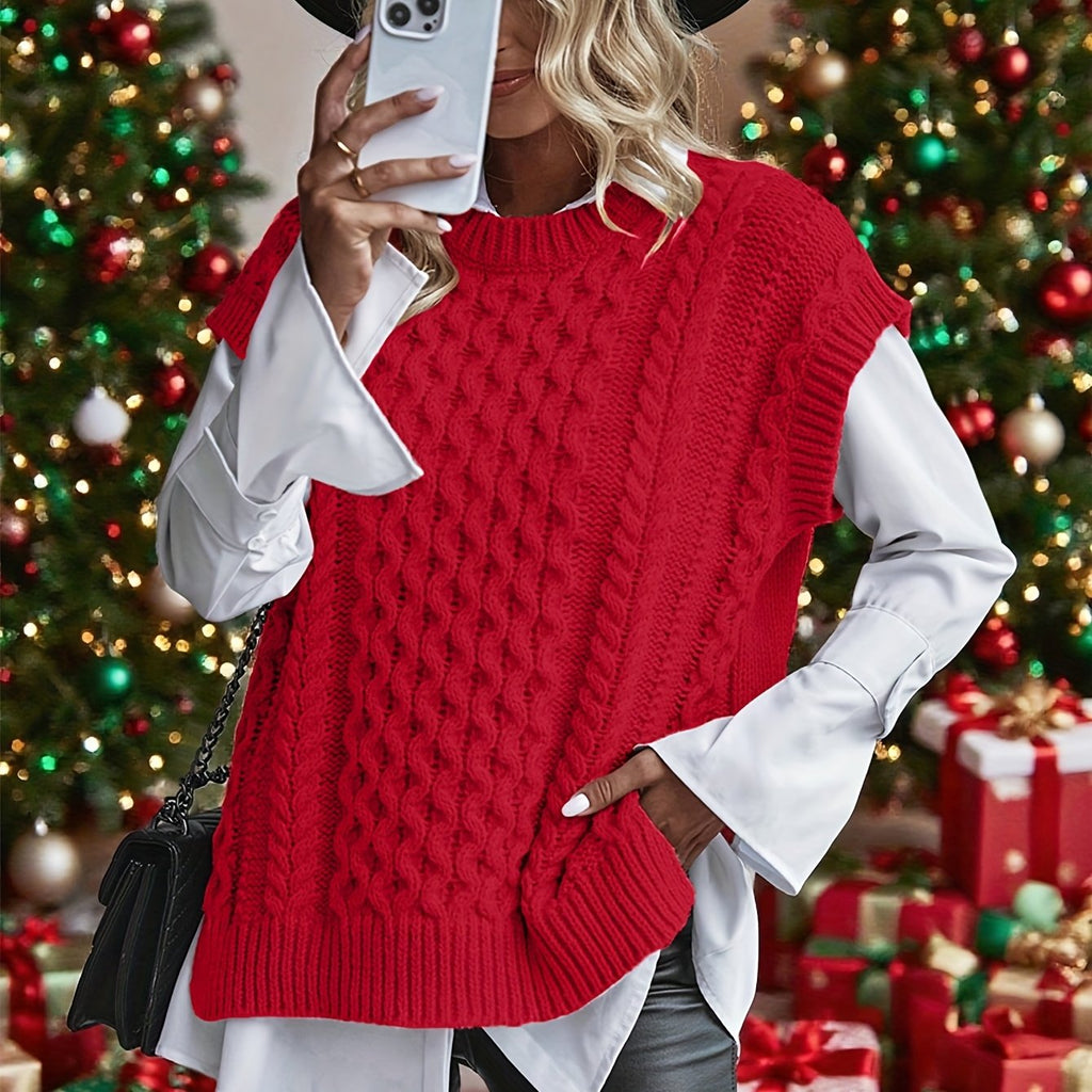 Imogen | Cable Knit Sleeveless Vest - view 12