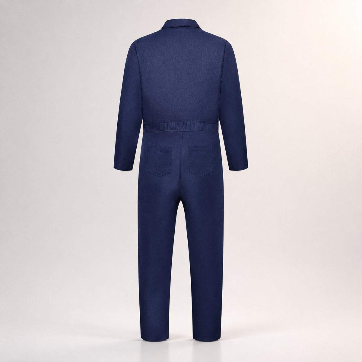 Navy coverall horror Halloween costume with full-head mask and prop knife - view 4