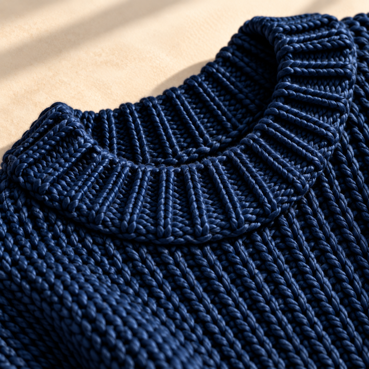 Chunky knit lantern sleeve sweater dress with ribbed crew neck in midi length - view 12