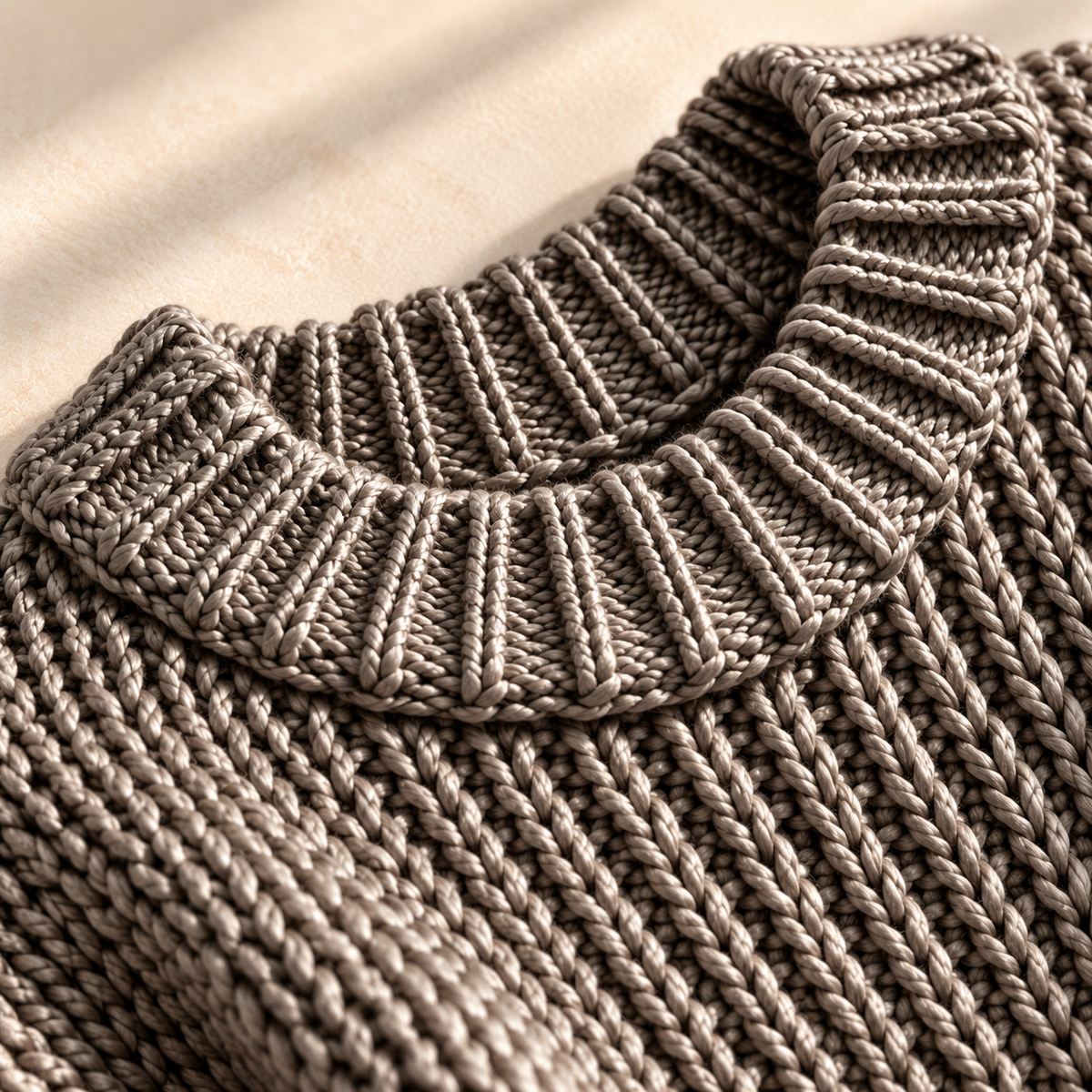 Chunky knit lantern sleeve sweater dress with ribbed crew neck in midi length - view 9