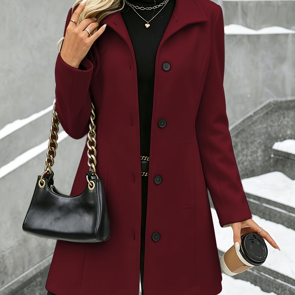 Verena | Stand Collar Textured Overcoat - view 15