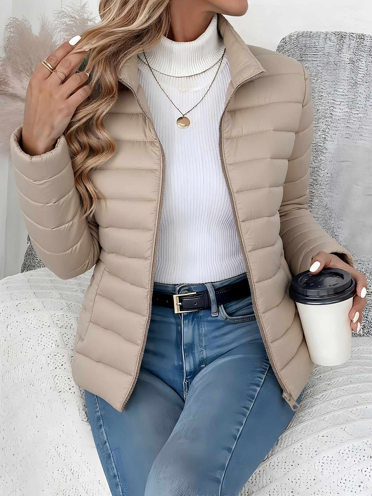 Ursula | Lightweight Quilted Zip Jacket - front view
