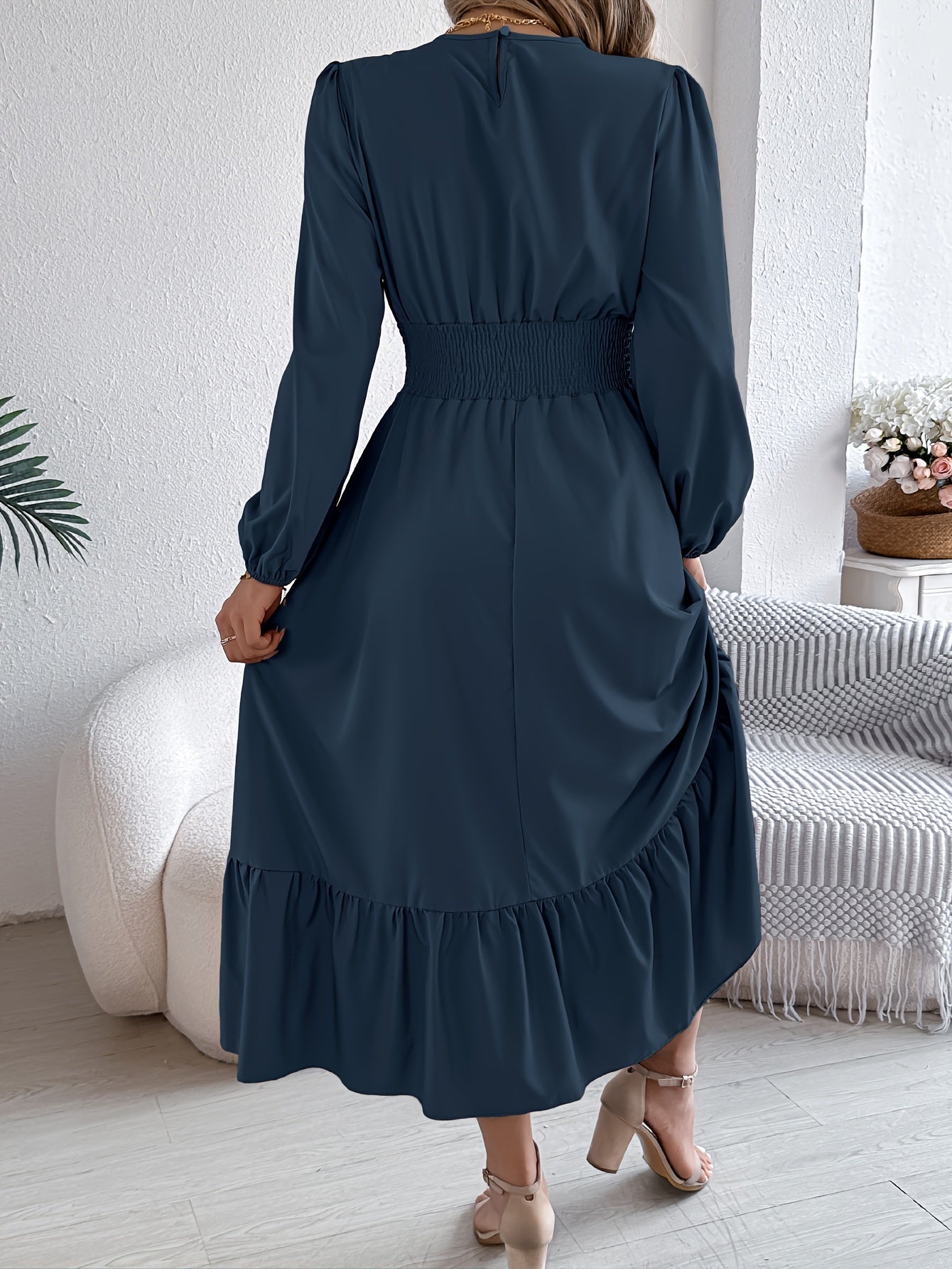 Kinsley | Waist-Gathered Ruffle Hem Maxi Dress
