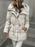 Yvette | Mid Length Hooded Padded Coat - front view