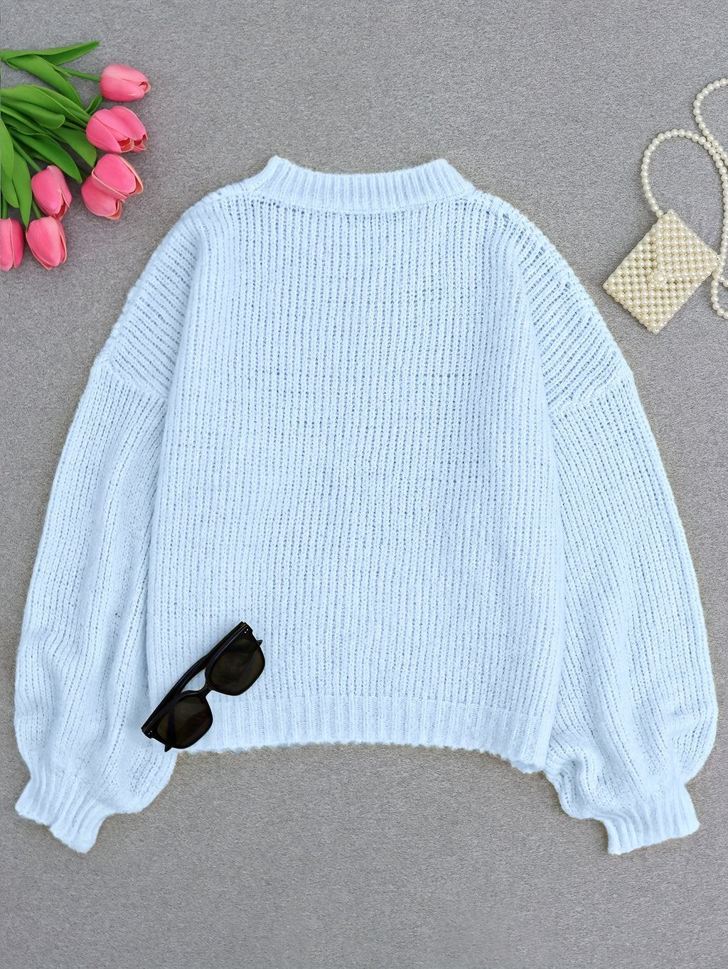 Yara | Rib Knit Crew Neck Pullover Sweater - view 2