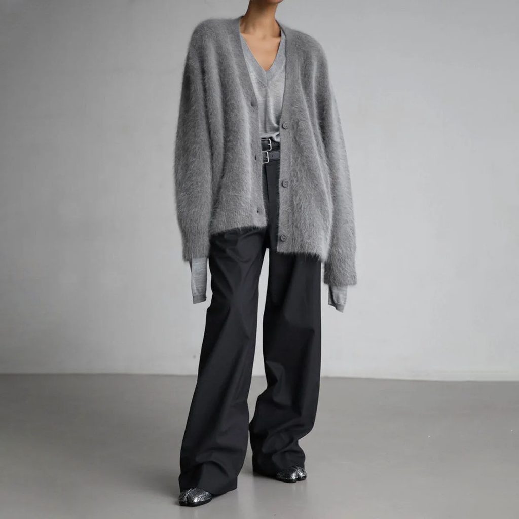 Elodie Oversized Fuzzy V-Neck Cardigan - view 4