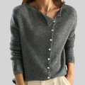 Esme Asymmetric Neck Button Cardigan - front view