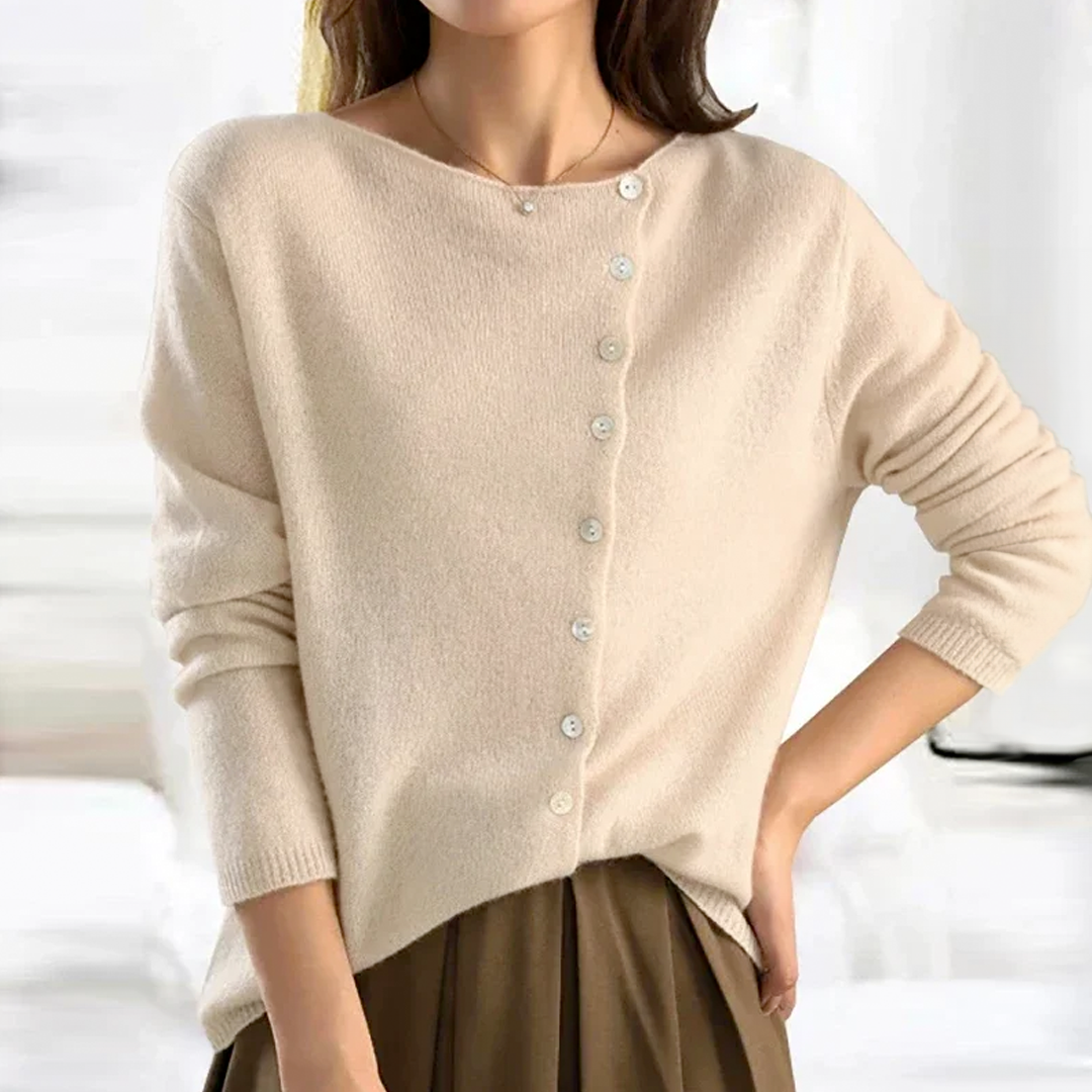 Esme Asymmetric Neck Button Cardigan - view 2
