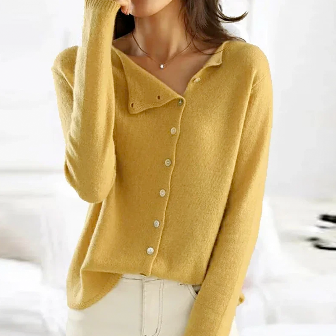 Esme Asymmetric Neck Button Cardigan - view 3