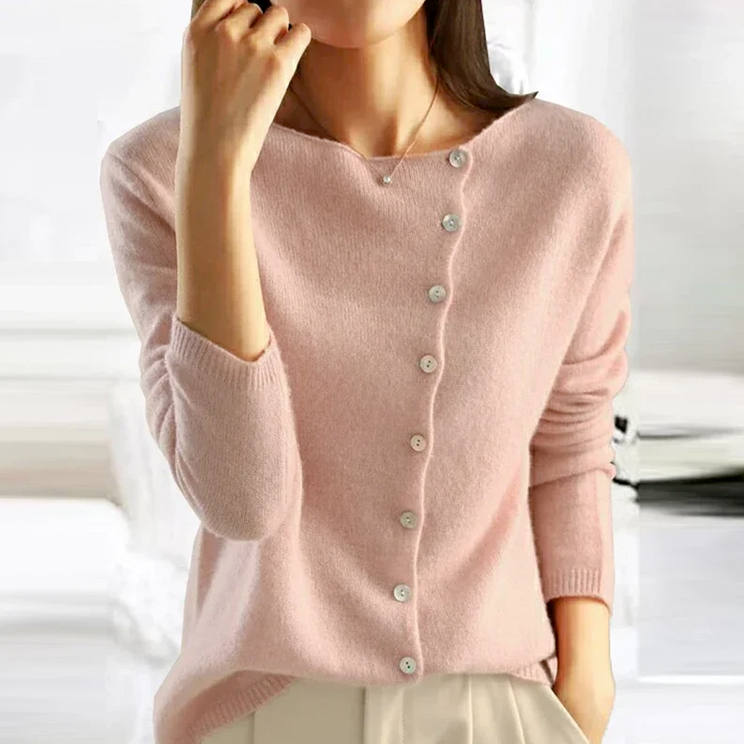 Esme Asymmetric Neck Button Cardigan - view 4