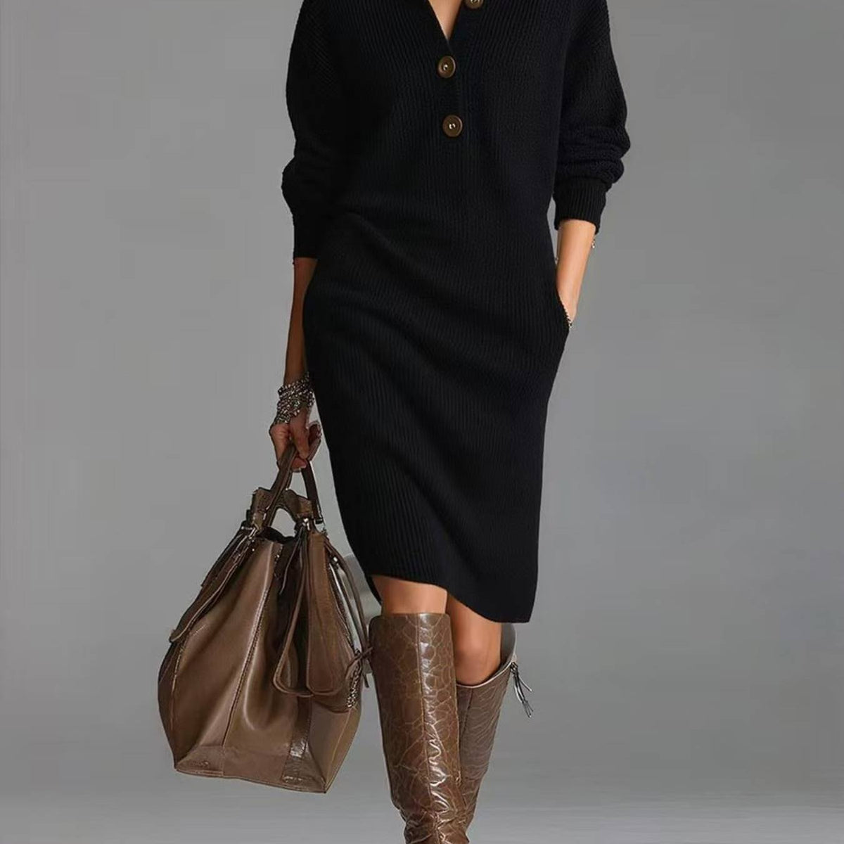 Kennedy | Raglan Sleeve Single-Breasted Dress