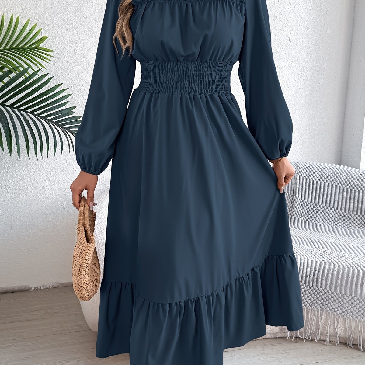 Kinsley | Waist-Gathered Ruffle Hem Maxi Dress