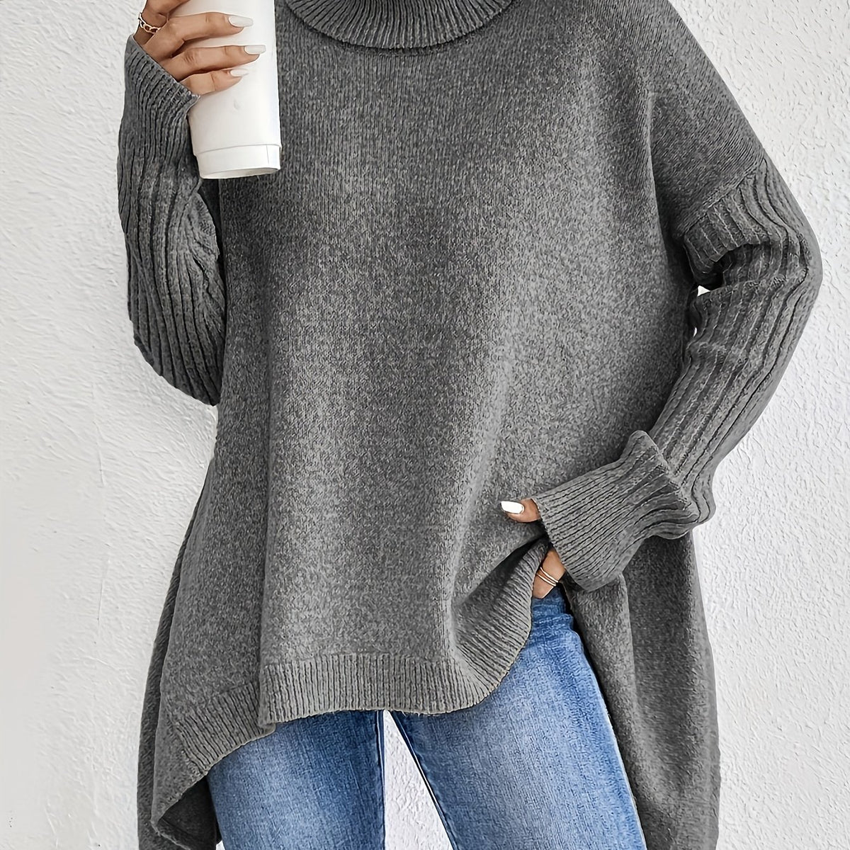 Elise | High Neck Long Sleeve Knit Pullover - view 12