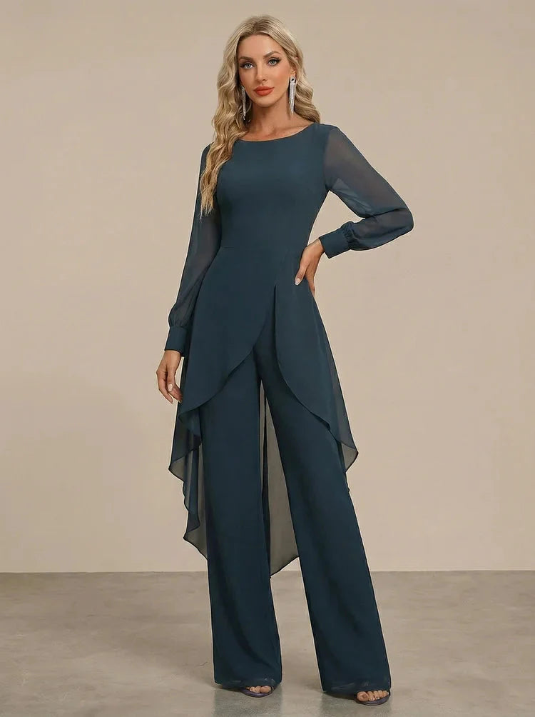 Katherine Women's Sheer Sleeve Chiffon Jumpsuit