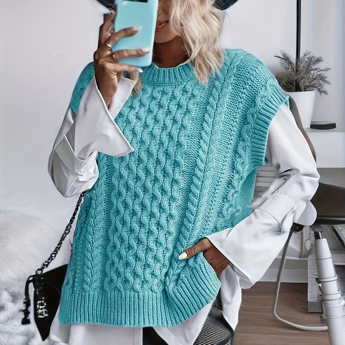 Imogen | Cable Knit Sleeveless Vest - view 17