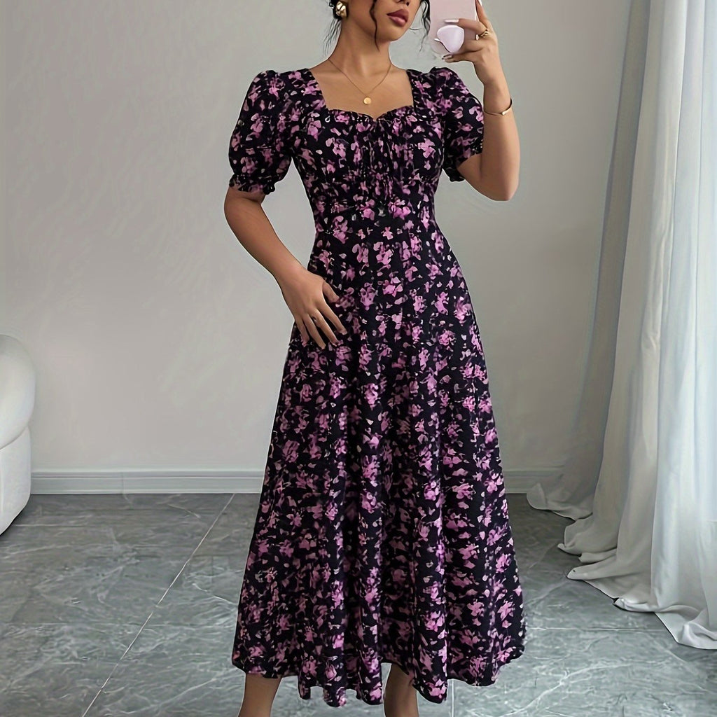 Ainsley | Floral Print Tie-Back Maxi Dress