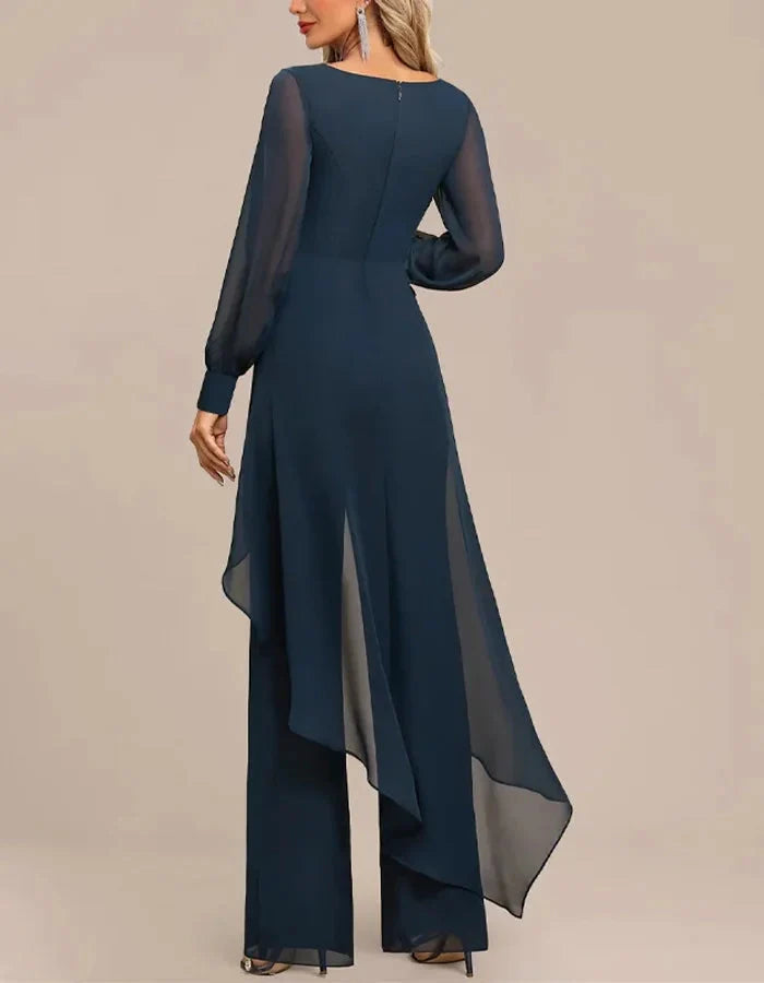 Katherine Women's Sheer Sleeve Chiffon Jumpsuit