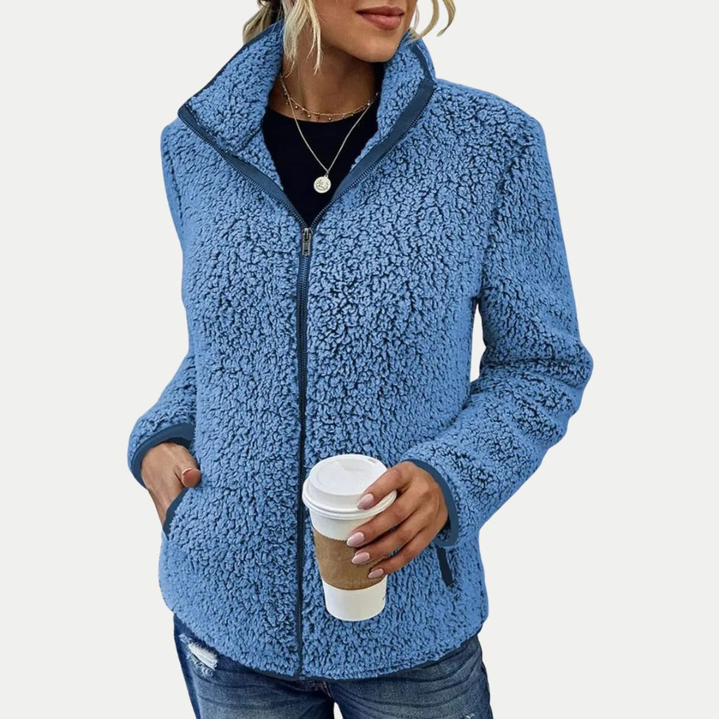 Solveig | Textured Zip Front Fleece Jacket - front view